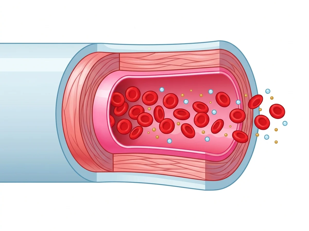 Educational artery cross-section diagram - vascular health supplement with plant extracts